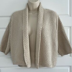 LOFT Womens Sweater Size XSmall Gold Sparkle Beige Silver Cardigan Ann Taylor
